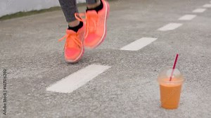 Female running doing skipping exercise for warming up before workout and improving skills. Stock Video