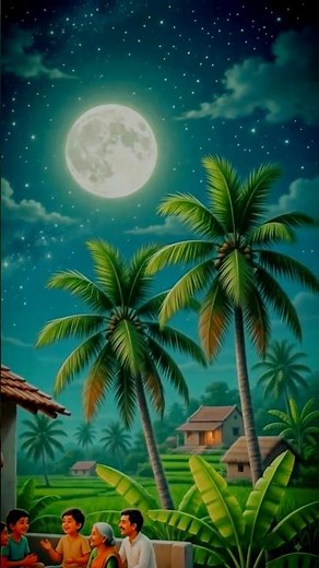 Peaceful Village Night Under the Full Moon 🌕#Moonlight #VillageLife #RelaxingVideo 🌙🏡✨