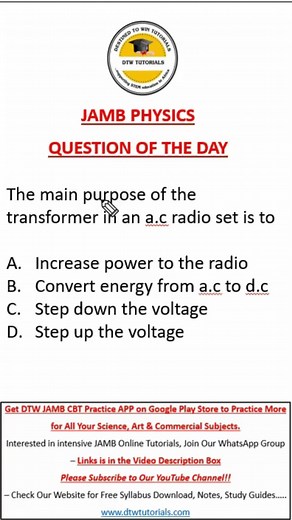 Understanding Transformers in JAMB Physics Question of the Day