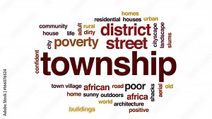 Township animated word cloud, text design animation.