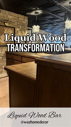 MICHELLE | Neutral Modern Home on Instagram: "Comment LINK for all the products and steps!! Such an EASY and budget friendly DIY to my basement bar area! Follow for more EASY DIYs AND tips along the way! I used 2 coats of Retique It Liquid Wood and then 1 coat of Varathane Kona Stain. Finished everything with 1 coat of Varathane Matte Polyurethane. I love it 😍 #beforeandafter #myhome #diyhome #diy #diyvanity vanity diyproject kona stain cabinetidea homeideas budgetfriendly budgetdiy modern mode