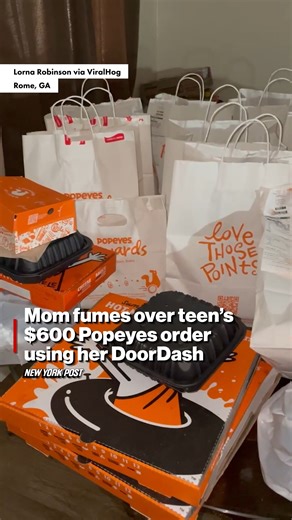 697K views · 3K reactions | A Popeyes-loving kid stunned her mother when she ordered over $600 in food from the chicken joint using her mom's DoorDash app. | New York Post | Facebook