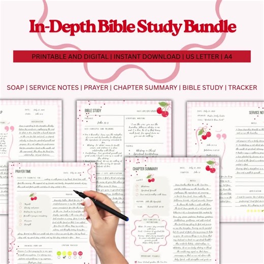 Digital Bible Study Bundle: Prayer Journal, SOAP Template, Printable, Digital Bible Journaling, Verse Mapping, Bible Study Guide - Etsy