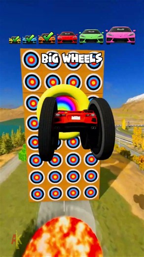 Tiny Car Jump the Target Portal… and GROWS to IMPOSSIBLE SIZE! #shorts #beamngdrive