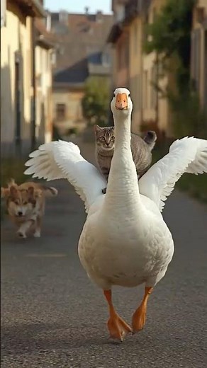 Cat vs Dog vs Goose: The Wildest Chase Ever! 💥😂