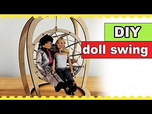 DIY dollhouse swing. Handmade doll swing made of plywood