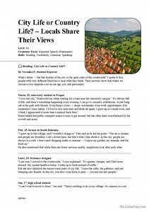 City or Countryside? Reported Speech   Vocabulary (B1)