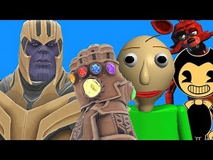 Can Thanos' INFINITY GAUNTLET Kill BALDI, BENDY & FOXY in Gmod!? - Part 2!
