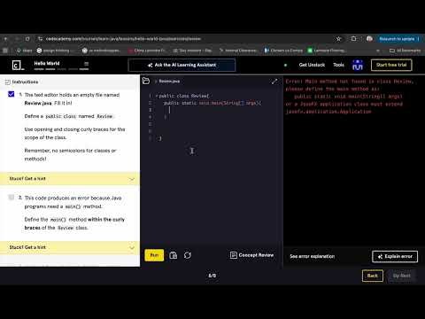 CodeCademy Intro to Java Review Session 1