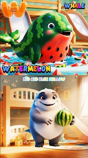 🐏🦅🐋🐿️ Urial, Vulture, Whale, Xerus, Yak & Zebra 🍉🍈 | ABC Fruit Color Song 🌈 Gon Gon Edu 🎶