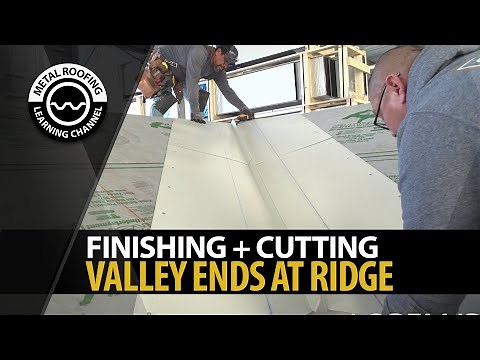 Finishing + Cutting Ends Of Valley Flashing On Metal Roof. EASY Video Valley Flashing At Ridge Cap
