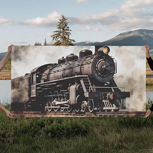 Black Steam Train Canvas Print: Retro Locomotive Wall Decor - Etsy