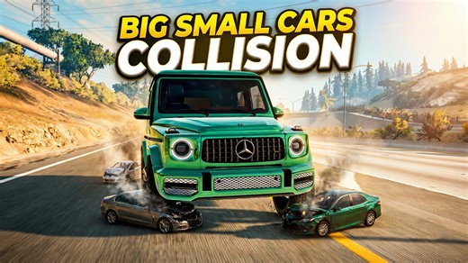 Size comparison crash test: Big and small cars hitting a brick wall