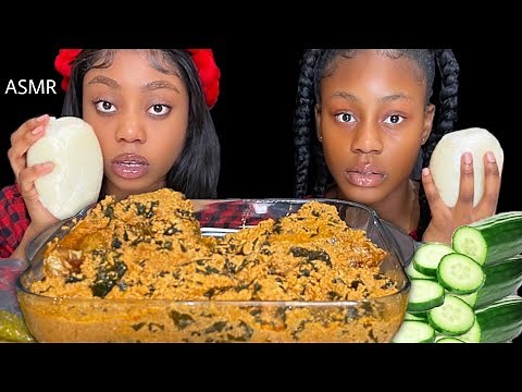 ASMR FUFU & EGUSI SOUP MUCKBANG (not talking) Nigeria food| Eating sounds| The queens family