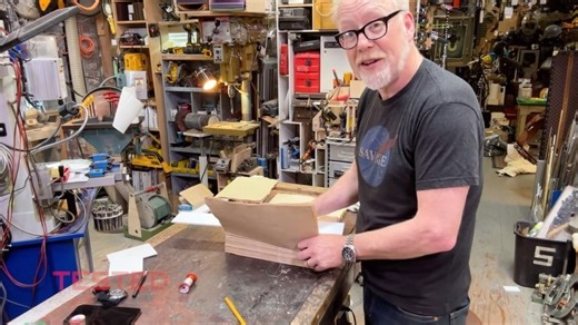 Adam Savage's Tested on Instagram: "Adam Savage turns a stack of weathered sheets of paper into a convincing antique leather-bound book! Watch the full video to see how he does it, link in bio! #adamsavage #bookbinding #propbooks #making"
