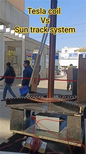 Tesla coil vs Sun track system for the project exhibition #teslapowerwall #teslacoils #solarpcu