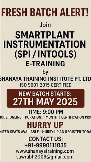 Smart Plant Instrumentation SPI INtools Training Online for Instrumentation Design Engineering