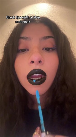 Stunning Black Lips with Blue Ombre Effect