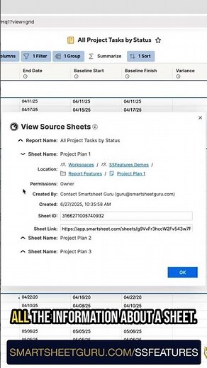 Unveiling Smartsheet Report Column Descriptions & Source Sheet Details with SSFeatures!