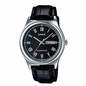 Casio MTP-V006L-1B Roman Black Dial Men's Leather Watch