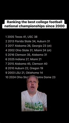 Ranking the top 10 college football national championship games since 2000. | Brandon Walker