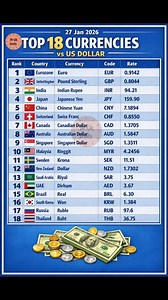 💵 Top 18 Currencies vs USD (Exchange Rates) — 27 Jan 2026 #exchange #usd #usdt #currency | Jb gk study