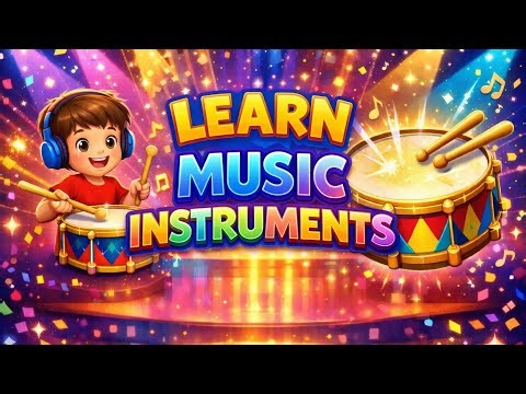 Learn 10 Musical Instruments for Kids 🎵 | Drum, Guitar, Piano, & More | Fun Sounds & Learning.