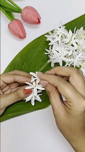 🤍🤩Jasmine flower garland without thread #diy #shorts #shortvideo #trending #viralvideo