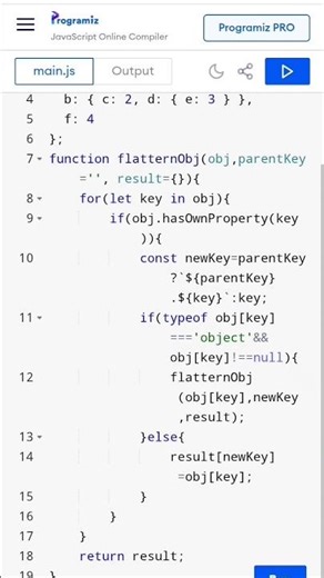 Flatten a Nested Object to a Single-Level Object. #flatten #object #javascript #webdevelopment