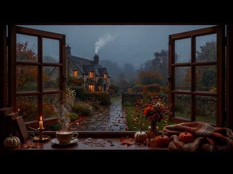 Cozy Autumn Rain at an English Cottage 🍂 Gentle Rain on Window for Deep Sleep & Relaxation 4K 4Hours