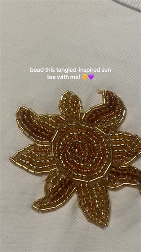 TANGLED INSPIRED BEAD EMBROIDERED SUN!🌞🥹 so sparkly and shiny I’m obsessed! DM for customs/orders -> What should I bead next? #tangled #beadembroidery #handmade #sewing #galentines