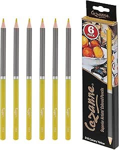 Creative Mark Cezanne Premium Colored Pencils Canary Yellow 6 Pack - Highly-Pigmented Drawing Pencils - Coloring Pencils for Drawing, Blending, Coloring, and More