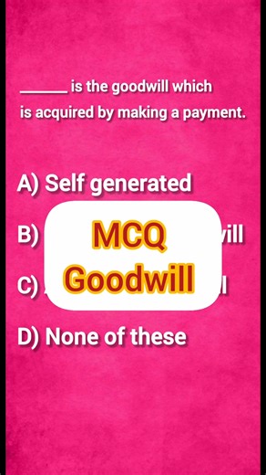 💡 Goodwill Important MCQs | Class 12 Accounts | Partnership & AS 26 | Quick Revision