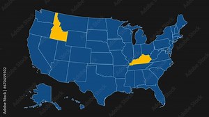 Animated USA map, hd video footage for American TV news, presentations, vlogs