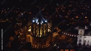 Turn around Cathedral of St Barbara and Old Jesuit College in Kutna Hora at night, Bohemian region, Czech Republic. UNESCO World heritage site.