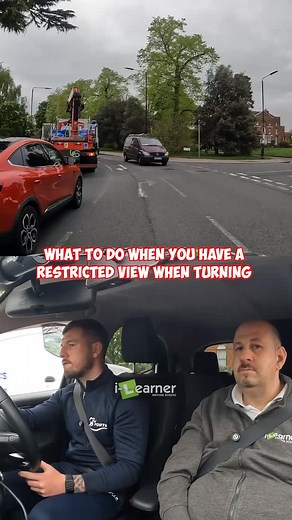 What to do when you have a restricted view when turning #drivingtesttips #automatic #driving #sidcup #drivingtest #roadsigns #drivinglesson #drivinginstructor #ilearner | I-Learner Driving School