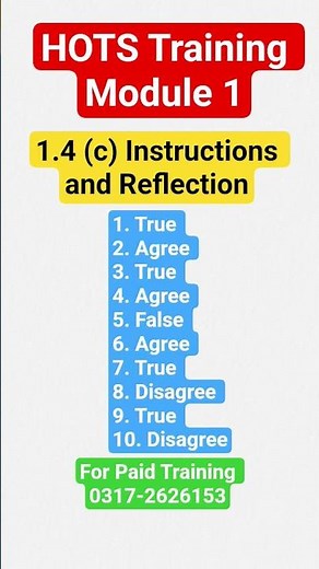 HOTS Training Module 1 1.4 (c) Instructions and Reflection
