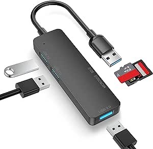 USB 3.0 Hub Multiport Adapter - 5 in 1 USB-C Hub with Mouse, Keyboard, USB Stick and SD/TF Reading Support [Charging Not Supported], for MacBook, Mac Pro, Mac Mini, iMac, PC, Flash Drive, Mobile HDD