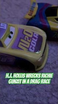 H.J. Hollis wrecks Richie Gunzit in a drag race/grounded #skit #funny #cars #pistoncup #diecastcars