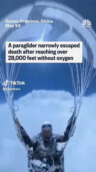 A strong updraft propelled a paraglider thousands of feet high without oxygen, in line with flight paths and nearly as high as Mount Everest.