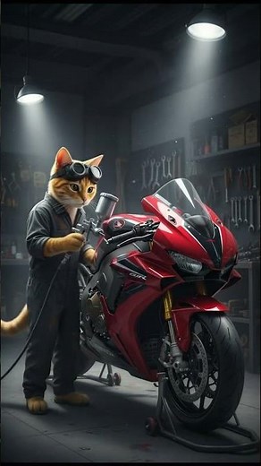 Yellow Cat Builds a CBR1000RR Superbike #catrescue #cat #rescueefforts