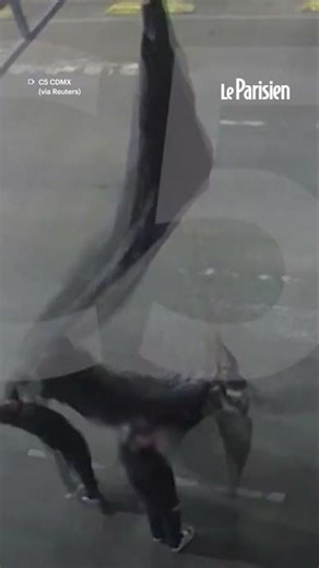 Un parachutiste s'accroche à un feu de circulation en plein centre de Mexico