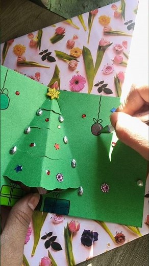 “DIY Pop-Up Christmas Tree Card 🎄✨ | Easy & Cute Handmade Christmas Idea!” #craftyideas #shortvideo
