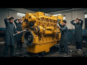 CAT Engine Restoration Fixing Broken Crankshaft & Stuck Piston Rebuilding CAT Dozer Engine Completly