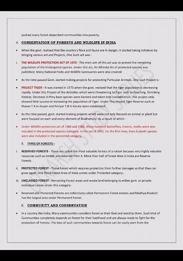 Forest and Wildlife Resources Notes PDF l Class 10 SST Notes l Geography Notes PDF #cbse#shorts
