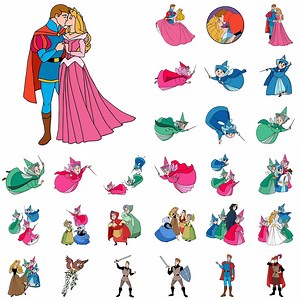 Sleeping Beauty Clipart Bundle, Princess Aurora Svg for Cricut, Fairy Godmothers Png, Prince Phillip Sword Scene, Digital Download - Etsy