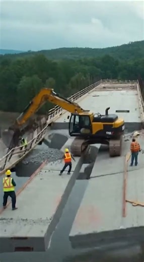 Workers Caught Near Edge as Bridge Crumbles
