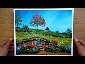 Hobbit's House Acrylic Canvas Painting for Beginners/ Inspired by the Movie "The Hobbit"/ 172