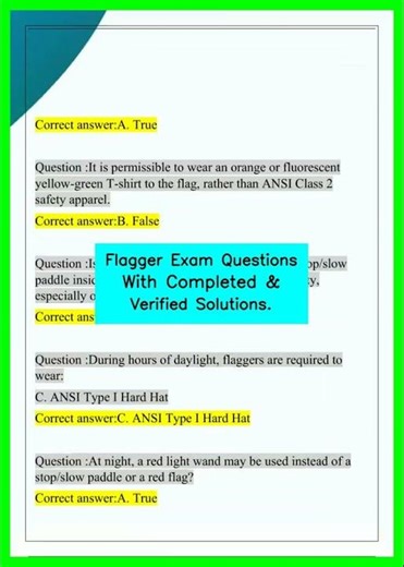 Flagger Exam Questions With Completed & Verified Solutions video