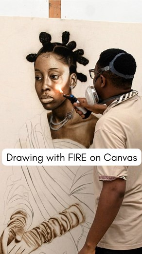 2.1M views · 72K reactions | Drawing with FIRE on canvas. The process to the complete stage #PyroFusionart #fireart #Artprogress #Art #Drawing #Painting #Pyrography #Realism | Alex Peter Idoko Arts | Facebook